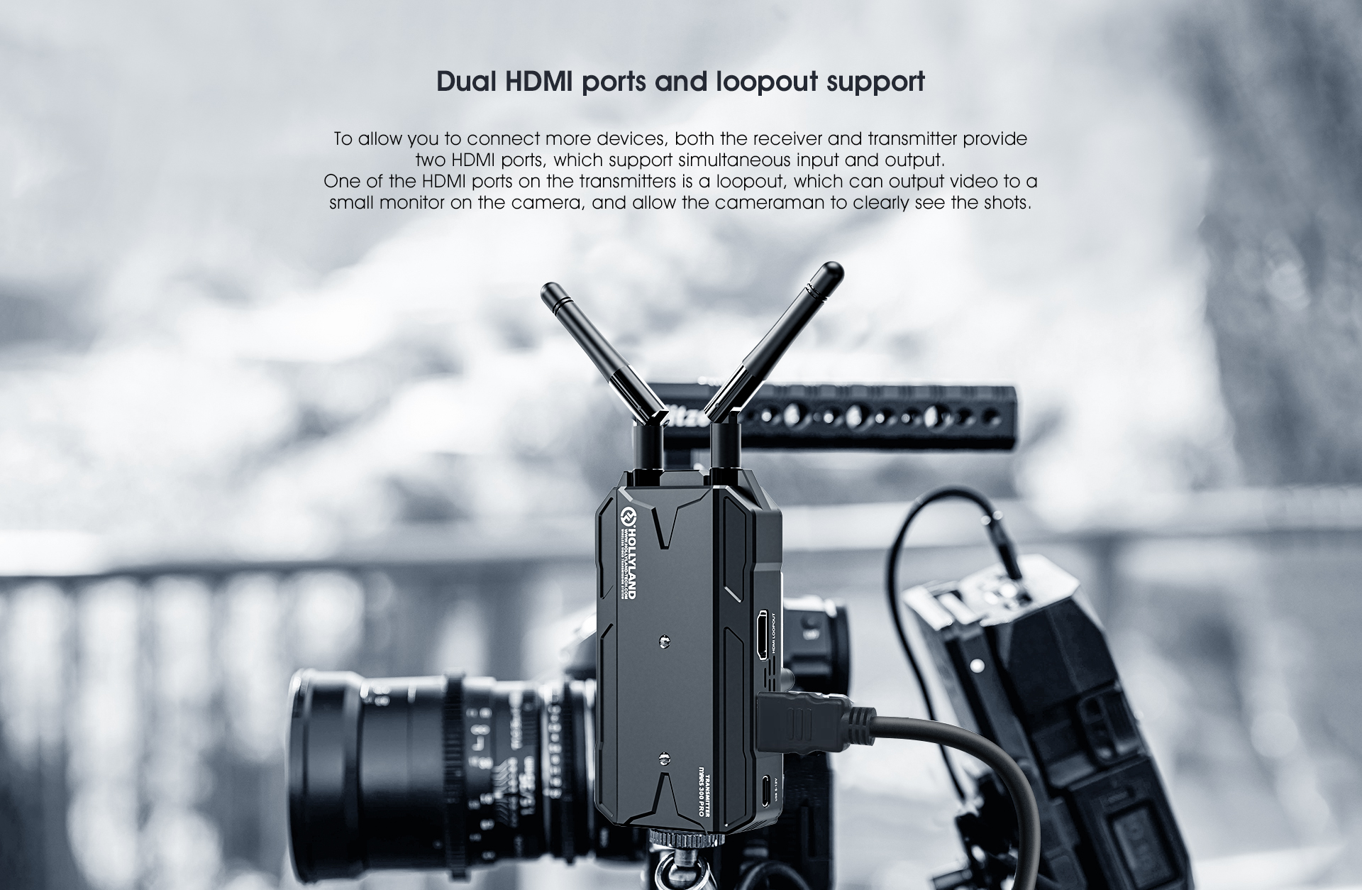 Wireless HDMI Video Transmission System Hollyland/Moma Mars 300 5G Image Dual HDMI Input/Output Transmitter and Receiver Kit Support HD 1080P 300 Feet for DSLR Mirrorless Camera Gimbal Stabilizer 